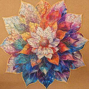 Mystic Mandala Flower, Puzzle Paradise, shaped wooden puzzle